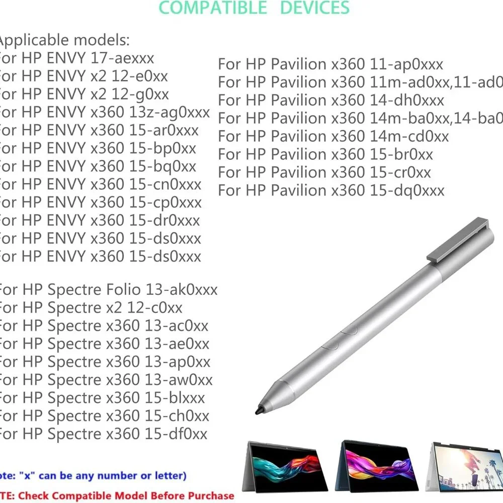 Stylus HP Spectre x360 / Envy / Pavilion Silver Active Pen - NWT